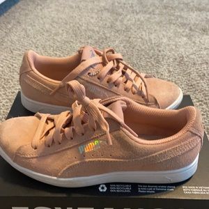 Rose pink suede gently loved Puma sneakers